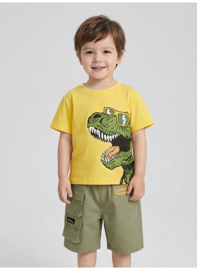 Baby Boy clothes set Child Pure cotton Fashion Dinosaur Print Short Sleeve 2-piece set cozy Children's clothing - Image 5