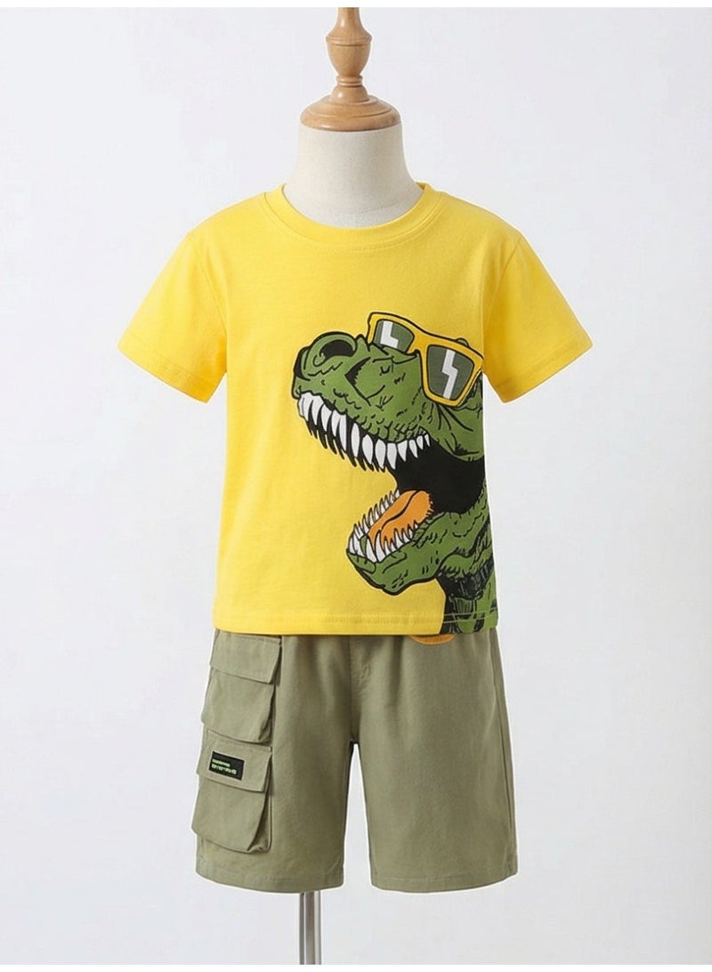 Baby Boy clothes set Child Pure cotton Fashion Dinosaur Print Short Sleeve 2-piece set cozy Children's clothing - Image 4