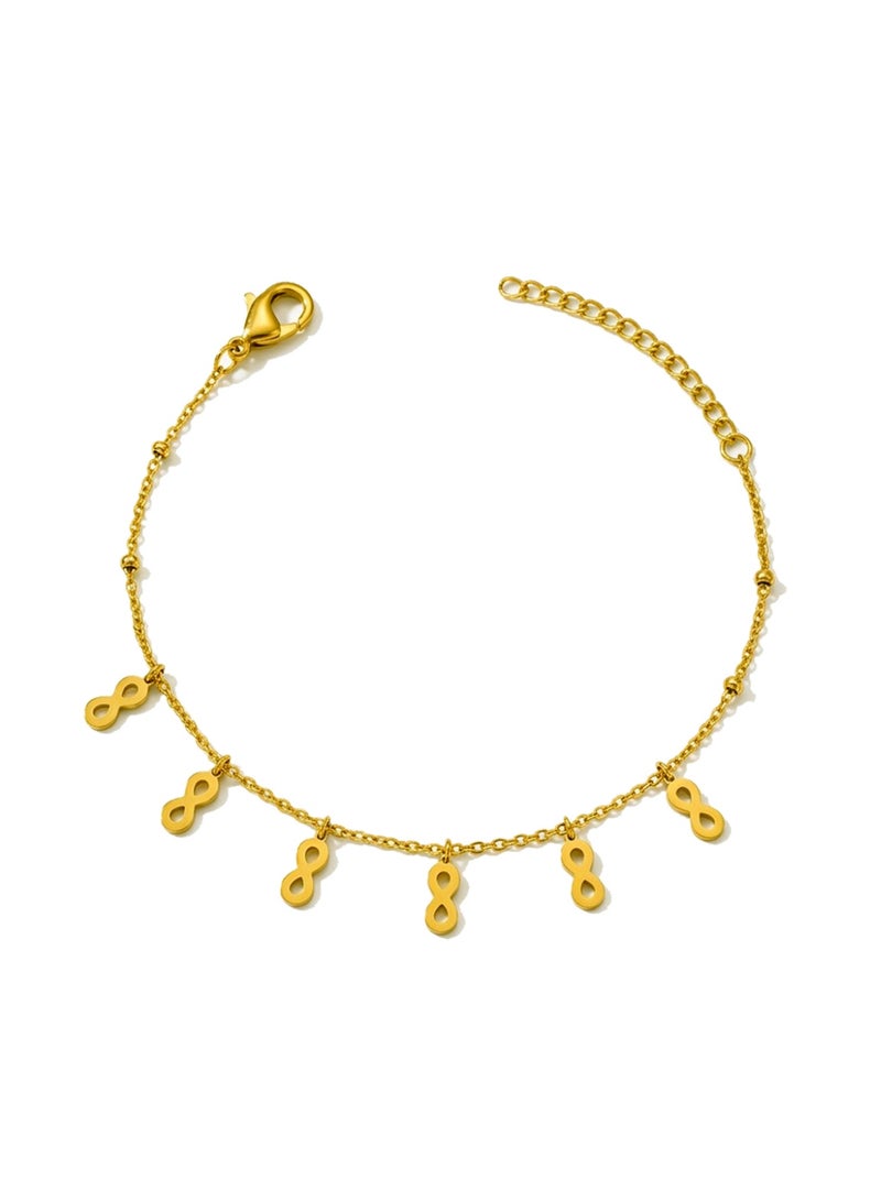 Julia Store 18K Gold Plated Stainless Steel Aesthetic Exquisite Luxury Elegant Dainty Cute Trendy High-End Hypoallergic Chic Minimalist Waterproof Lovely Infinities Beaded Satellite Chain Bracelet Jewelry Gift For Women - Image 1