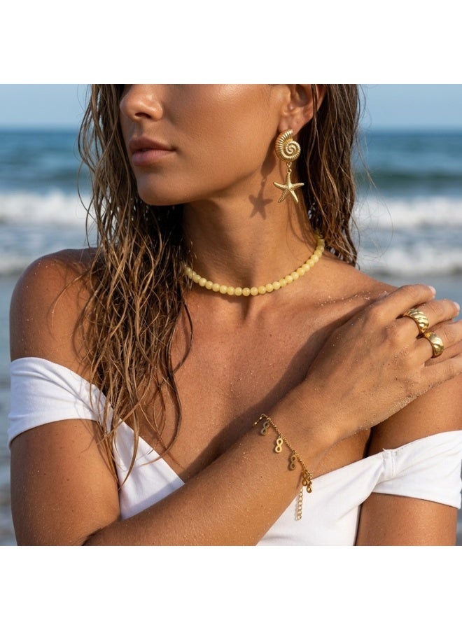 Julia Store 18K Gold Plated Stainless Steel Aesthetic Exquisite Luxury Elegant Dainty Cute Trendy High-End Hypoallergic Chic Minimalist Waterproof Lovely Infinities Beaded Satellite Chain Bracelet Jewelry Gift For Women - Image 5