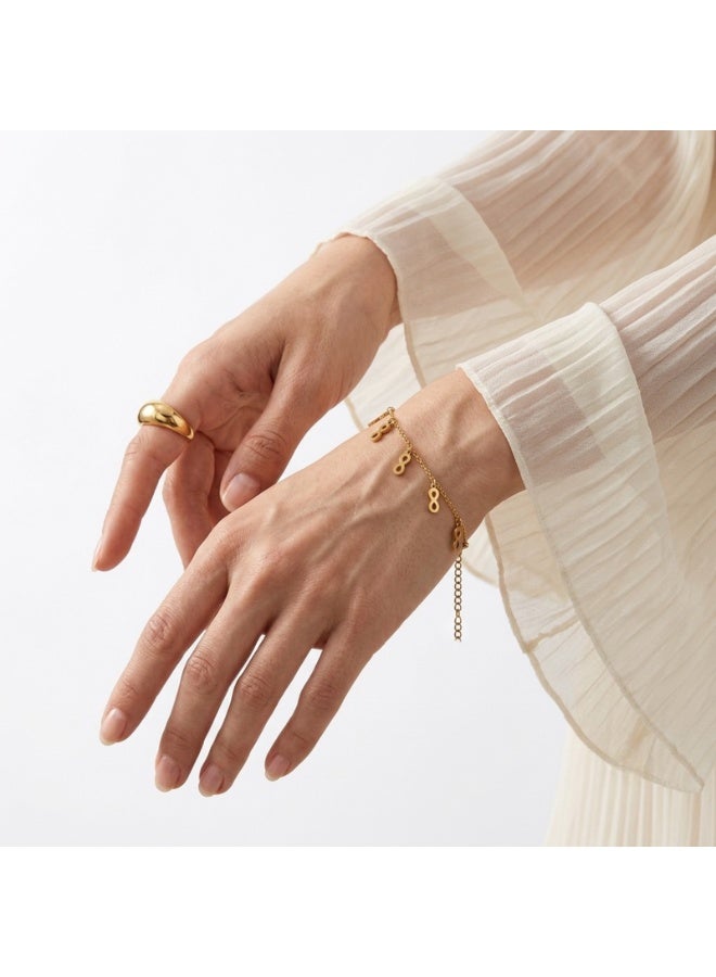 Julia Store 18K Gold Plated Stainless Steel Aesthetic Exquisite Luxury Elegant Dainty Cute Trendy High-End Hypoallergic Chic Minimalist Waterproof Lovely Infinities Beaded Satellite Chain Bracelet Jewelry Gift For Women - Image 4