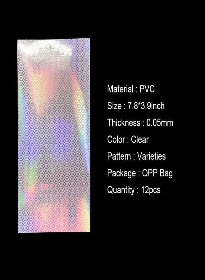 EYEBEADS 12pcs Assorted Reflective Clear Fishing Lure Stickers Adhesive Laser Waterproof Fish Scale Film for Fishing Lure - Image 3