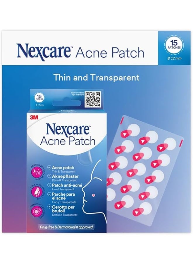 Nexcare™ Thin and Transparent Acne Patch - 1x15x12mm, 15 per Pack - Image 1