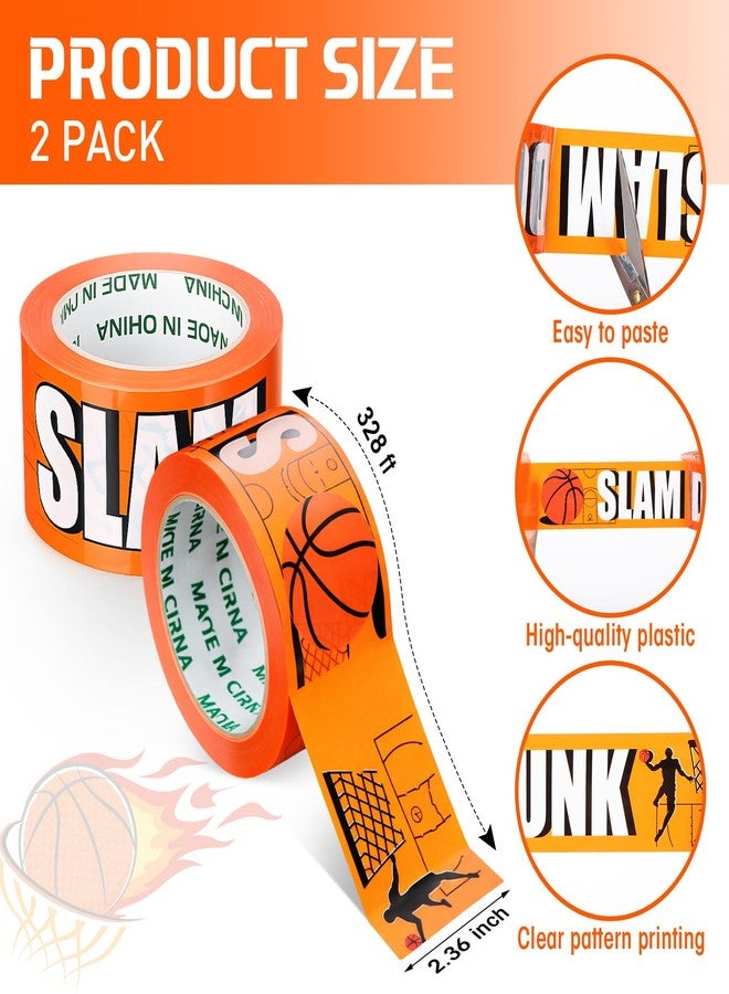 Tenceur 2 Pcs Basketball Party Decorations Basketball Banners 2.36 Inch x 328 ft Field Banner Tape Sport Game Time Plastic Banner Tape Signs Cutouts for Party Tailgate Supplies - Image 2