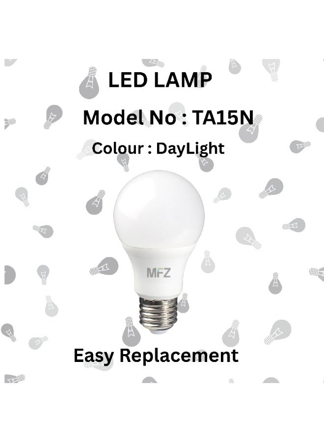 MFZ LED Bulbs 15W, E27 Base, 4000K Cool White, AC220–240V, Plastic Body – Pack of 5 Energy Saver - Image 5