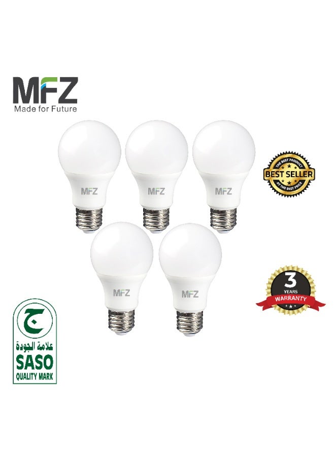 MFZ LED Bulbs 15W, E27 Base, 4000K Cool White, AC220–240V, Plastic Body – Pack of 5 Energy Saver - Image 1