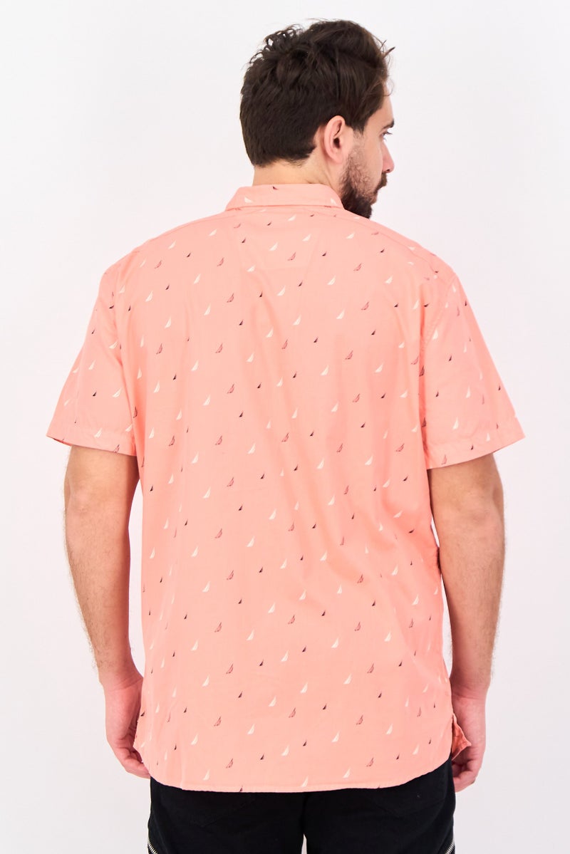 NAUTICA Men Classic  Fit Allover Print Short Sleeve Casual Shirt, Multicolor - Image 4