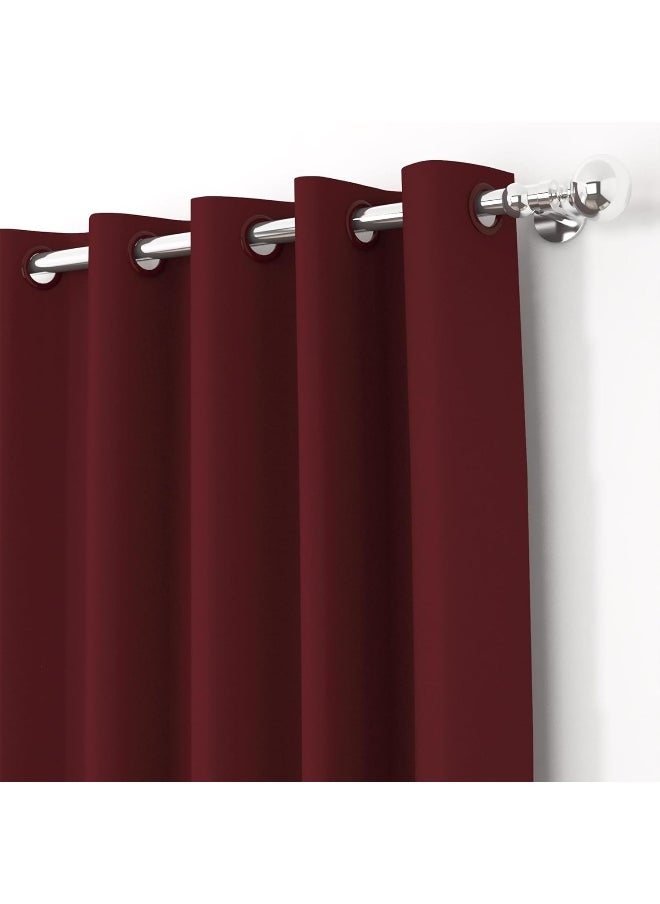Story@Home - Story@Home Blackout Window Curtains, for Living/Bedroom. Premium Faux Silk, Rich Polyester. Light Blocking, Thermal Insulation, Noise Reduction. Grommet. Red, 2 Panels, 152cm/5ft - Image 1
