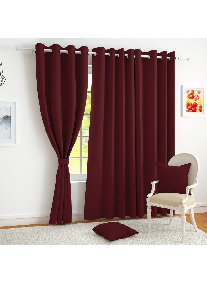 Story@Home - Story@Home Blackout Window Curtains, for Living/Bedroom. Premium Faux Silk, Rich Polyester. Light Blocking, Thermal Insulation, Noise Reduction. Grommet. Red, 2 Panels, 152cm/5ft - Image 1