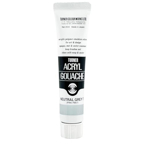 Turner Colour Works Acryl Gouache Artist Acrylic Paint - Single 20 ml Tube - Neutral Grey No.7 - Image 1
