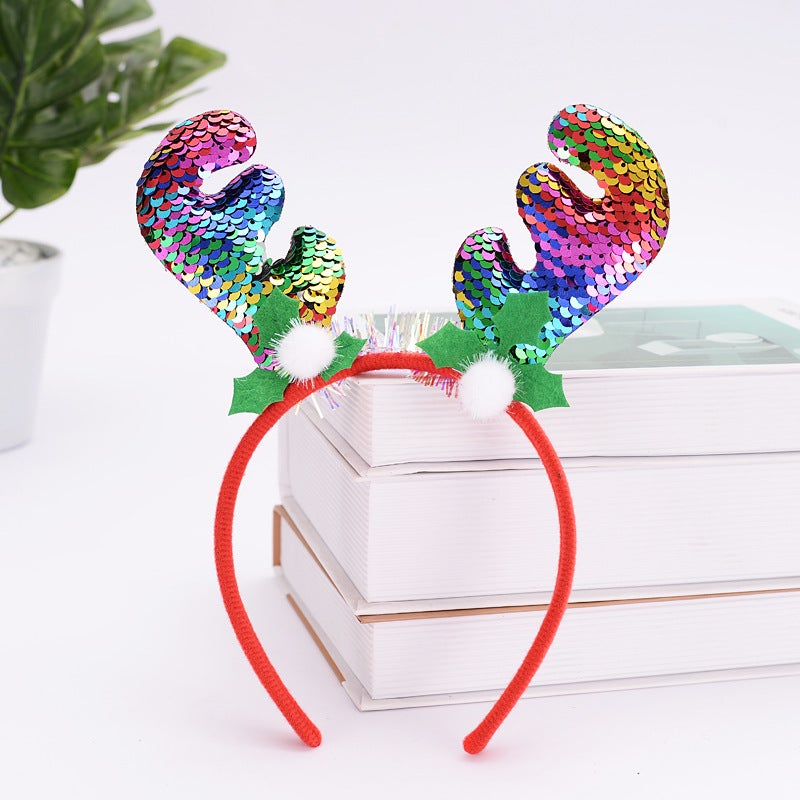 Loquat decoration headband girl  sequined antler headband Internet celebrity party non-slip hair pressing head accessories 3# Color antlers