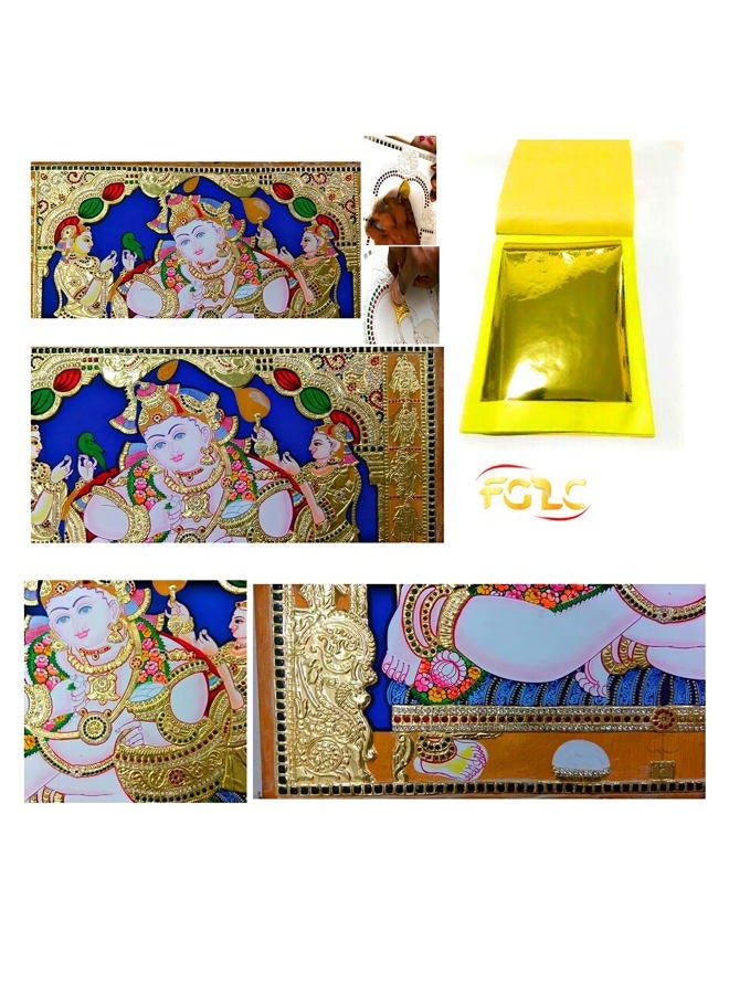 FGLC Tanjore Painting Gold Foils 6x4 inches Big Size Booklet 25 Gold Leaf foils Sheets for Thanjavur Painting Tanjore Painting Kundan Works Mysore Painting Arts Crafts Decoration Calligraphy Mandir Frames - Image 4