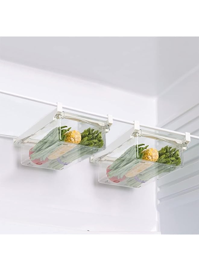 pcs Fridge Drawer Organizer, Refrigerator Organizer Bins, Freely Pullable Refrigerator Storage Box, Clear Container for Food, Drinks, Fit for Fridge Shelf Under 0.6" (2 Drawers) - Image 1