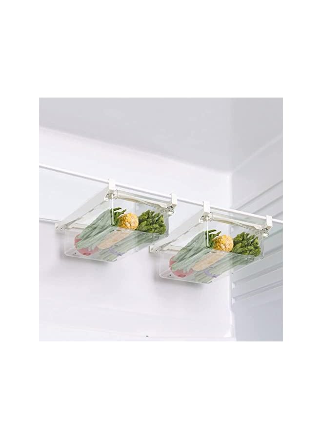 pcs Fridge Drawer Organizer, Refrigerator Organizer Bins, Freely Pullable Refrigerator Storage Box, Clear Container for Food, Drinks, Fit for Fridge Shelf Under 0.6" (2 Drawers) - Image 2