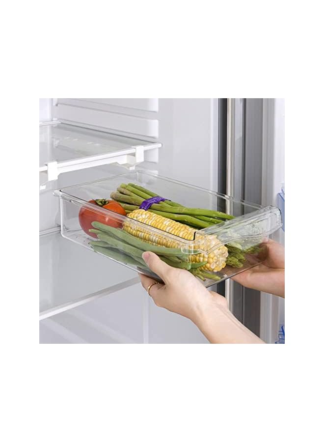 pcs Fridge Drawer Organizer, Refrigerator Organizer Bins, Freely Pullable Refrigerator Storage Box, Clear Container for Food, Drinks, Fit for Fridge Shelf Under 0.6" (2 Drawers) - Image 3