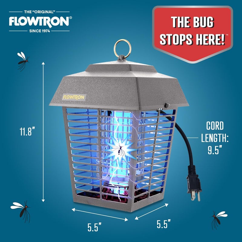 Flowtron Electric Bug Zapper 1/2 Acre Outdoor Insect Control with Dual Lure Method, 15W UV Light & Octenol Attractant for Fly & Mosquito, 5600V Kill Grid, Made in USA, UL Certified - Grey Color - Image 5