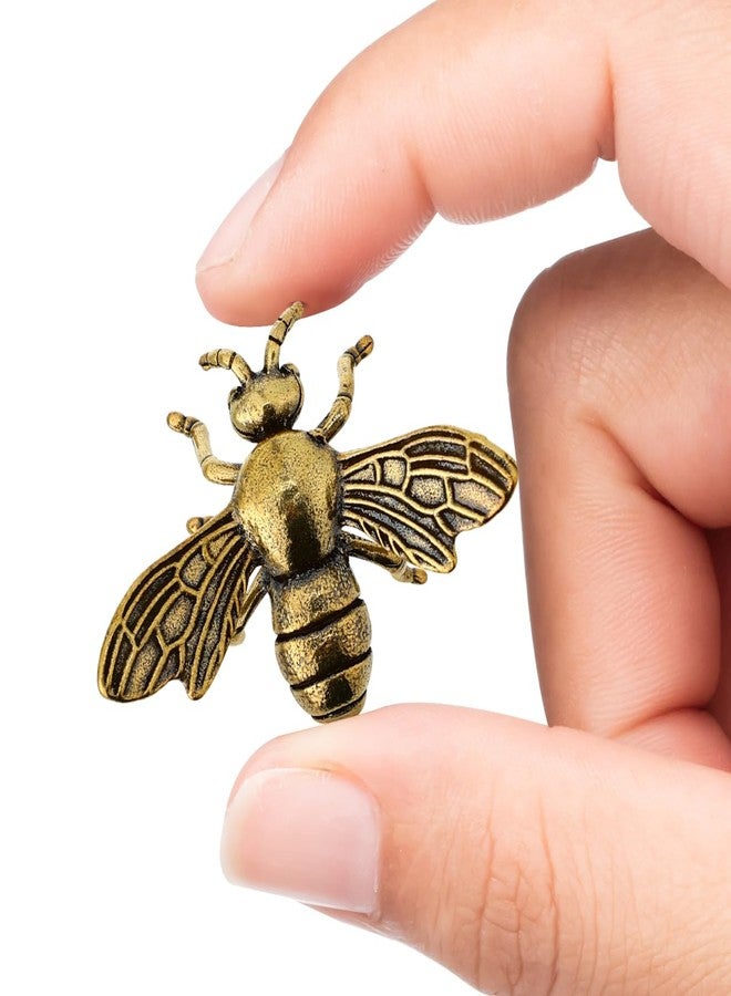 SHINEOFI Gold Bee Figurines Small Honeybee Decoration for Home Desk Compact Brass Figurine Creative Desktop Accent - Image 4