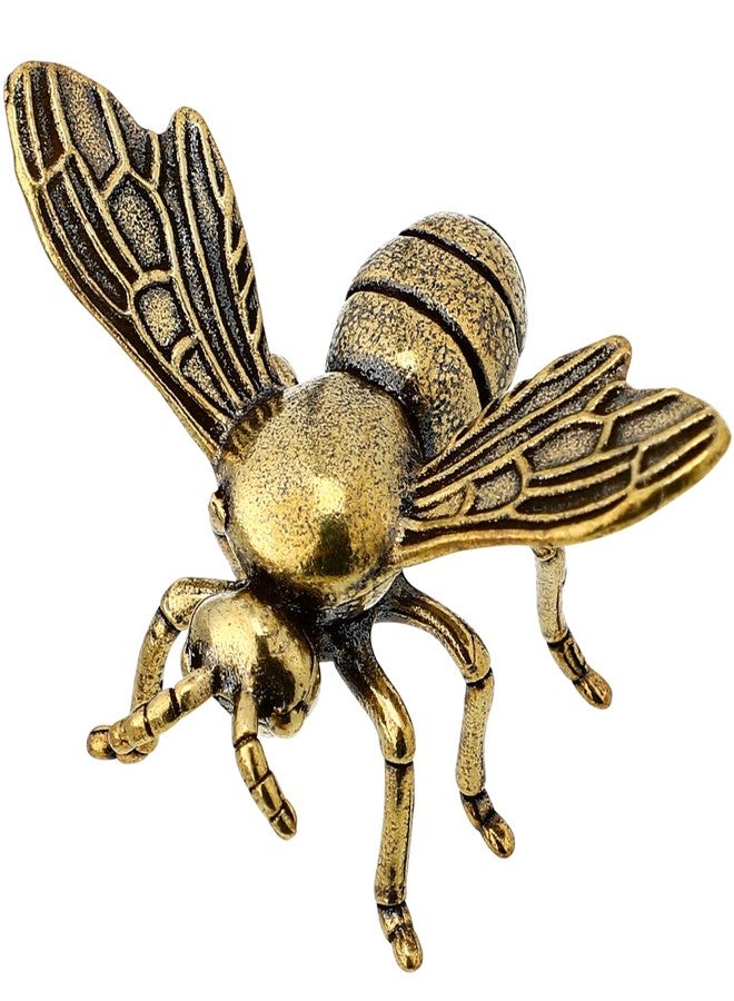 SHINEOFI Gold Bee Figurines Small Honeybee Decoration for Home Desk Compact Brass Figurine Creative Desktop Accent - Image 1