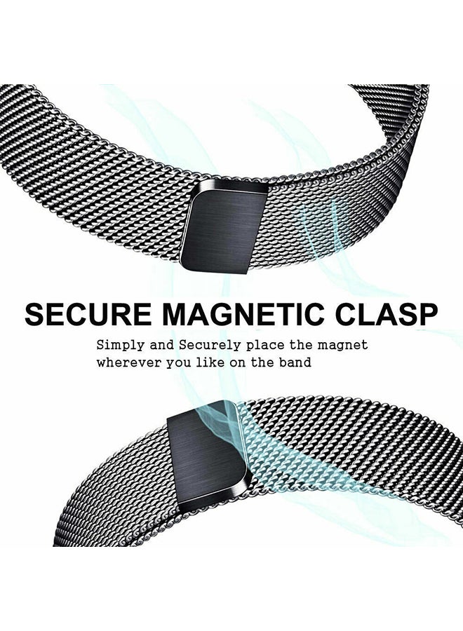 O Ozone أحزمة معدنية متوافقة مع ساعة Fitbit Charge 5 الذكية بحلقة ميلانو من الفولاذ المقاوم للصدأ وشبكة معدنية قابلة للتعديل وحزام بديل مغناطيسي واحد للرجال والنساء (أسود) - Image 3