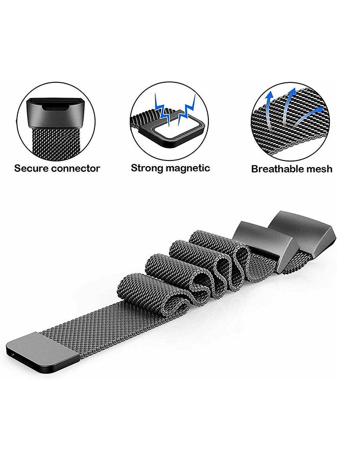 O Ozone أحزمة معدنية متوافقة مع ساعة Fitbit Charge 5 الذكية بحلقة ميلانو من الفولاذ المقاوم للصدأ وشبكة معدنية قابلة للتعديل وحزام بديل مغناطيسي واحد للرجال والنساء (أسود) - Image 4