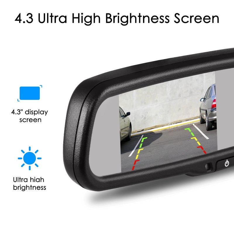 AUTO-VOX Rear View Mirror Camera with 4.3â€ Monitor: Super Night Vision OEM Rearview Mirror Backup Camera with IP 68 Waterproof Back Up Camera for Car, Rearview Mirror for Parking & Driving Safety AUTO-VOX T2 - Image 3