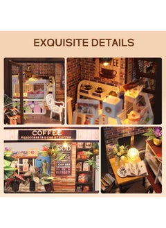 Flever Flever Dollhouse Miniature DIY House Kit Creative Room with Furniture for Romantic Valentine's Gift(Time of Coffee)  - Image 3