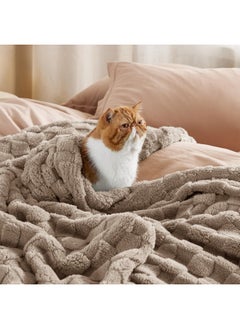 Bedsure Bedsure Light Taupe Throw Blanket for Couch - Super Soft Cozy Blankets for Women, Cute Small Fleece Blanket for Girls, 50x60 Inches  - Image 4