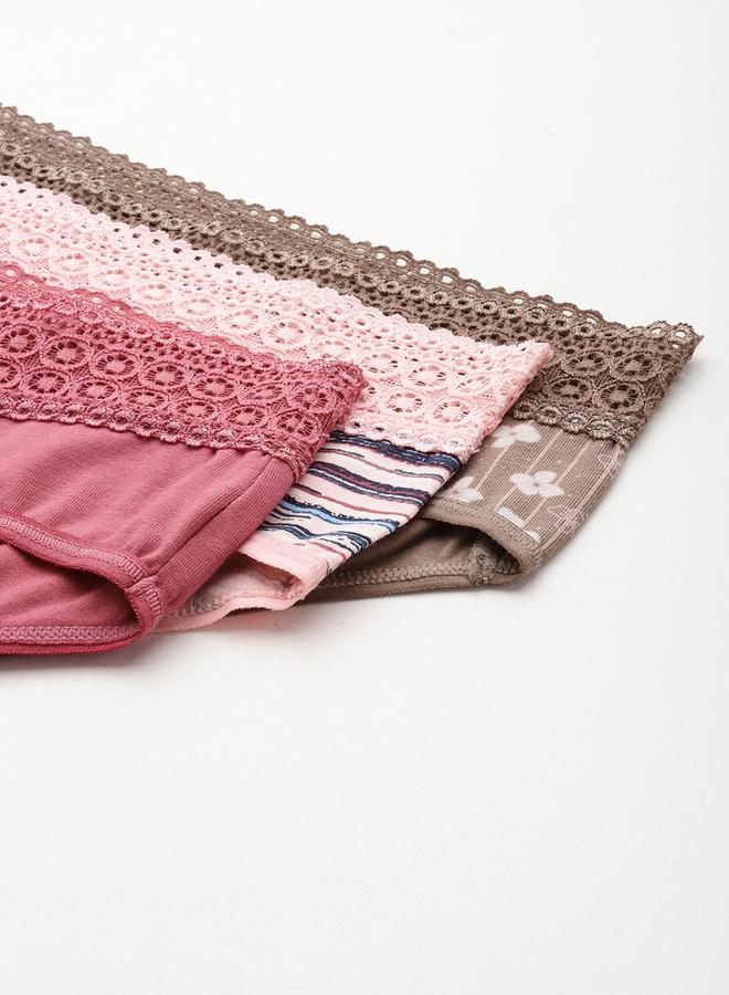 Leading Lady Pack of 3 - Printed Lace Waistband Bikini - Image 5