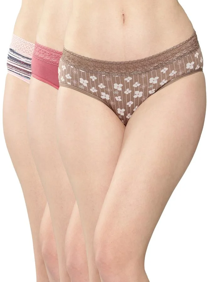 ليدينغ ليدي Leading Lady Pack of 3 - Printed Lace Waistband Bikini