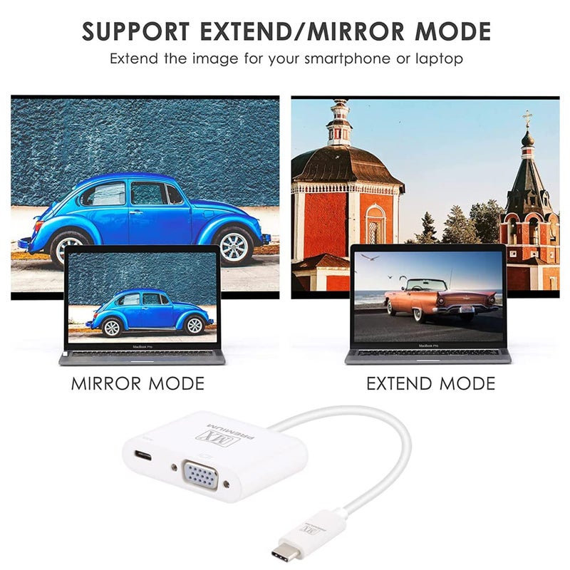 MX USB-C to VGA Adapter with Power Delivery – 1080p Type-C to VGA Display Converter for MacBook, iPad, Dell, HP, Samsung, Chromebook – USB-C Hub for Video & Charging - Image 3