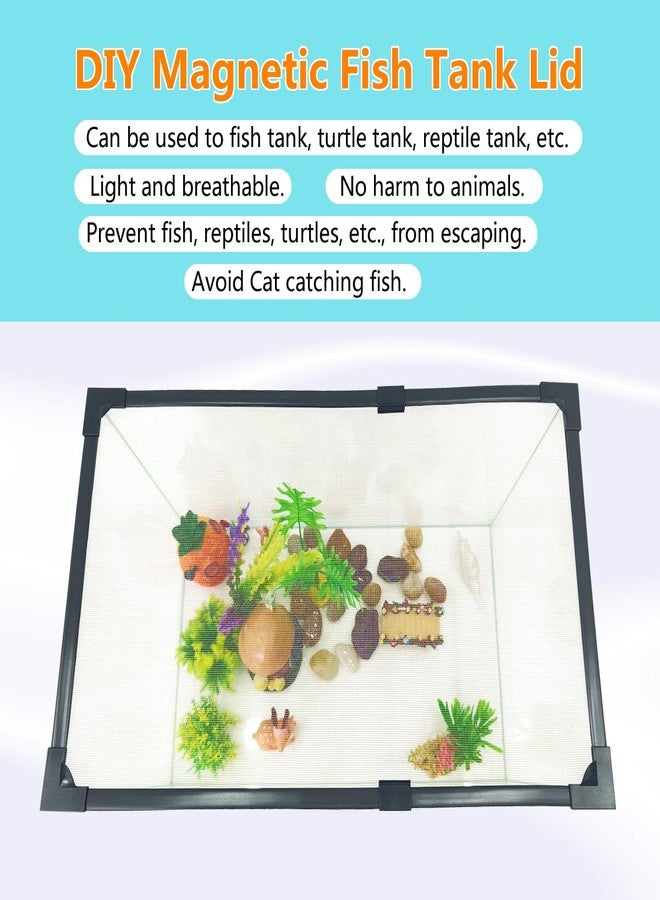 Maguesh Magnetic Fish Tank Cover with Dark Grey Frame Grey Fiberglass Mesh, DIY Aquarium Lid for Preventing Fish from Jumping Out and Reptile Escaping, Adjustable Size Fit Tank Size Max 35''x19'' - Image 2