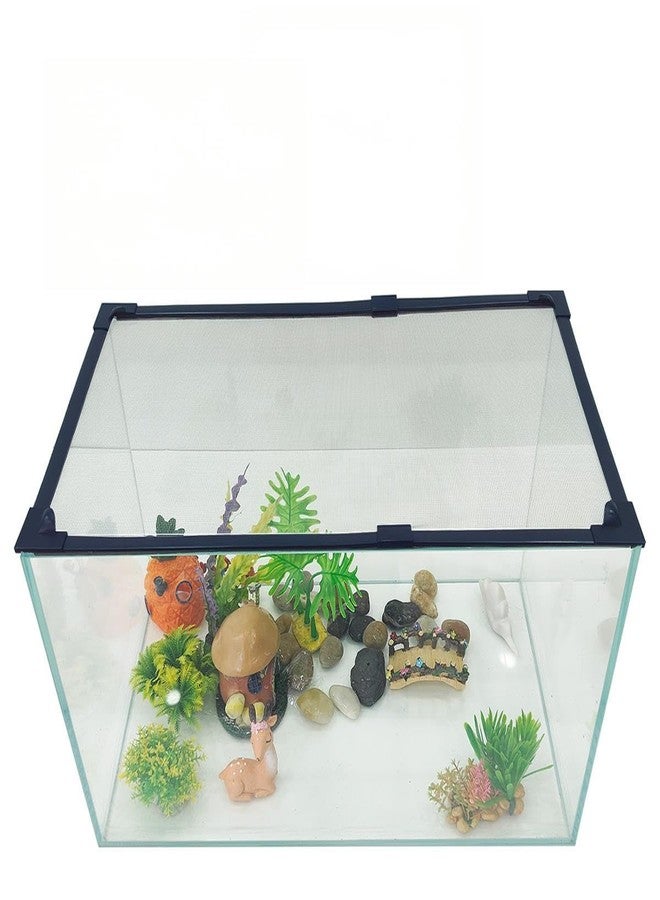Maguesh Magnetic Fish Tank Cover with Dark Grey Frame Grey Fiberglass Mesh, DIY Aquarium Lid for Preventing Fish from Jumping Out and Reptile Escaping, Adjustable Size Fit Tank Size Max 35''x19'' - Image 1