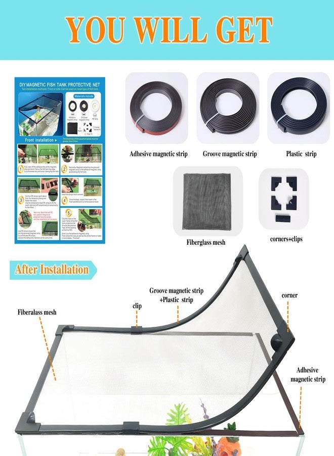 Maguesh Magnetic Fish Tank Cover with Dark Grey Frame Grey Fiberglass Mesh, DIY Aquarium Lid for Preventing Fish from Jumping Out and Reptile Escaping, Adjustable Size Fit Tank Size Max 35''x19'' - Image 3