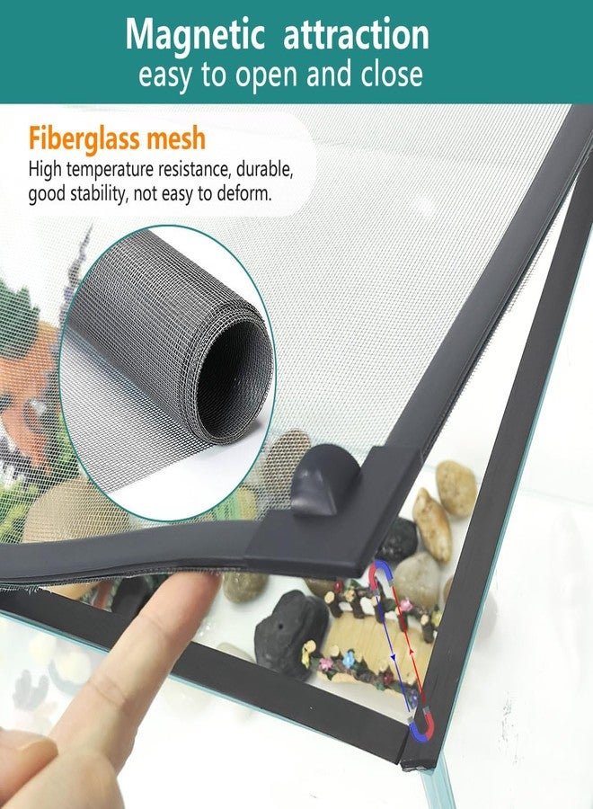 Maguesh Magnetic Fish Tank Cover with Dark Grey Frame Grey Fiberglass Mesh, DIY Aquarium Lid for Preventing Fish from Jumping Out and Reptile Escaping, Adjustable Size Fit Tank Size Max 35''x19'' - Image 4