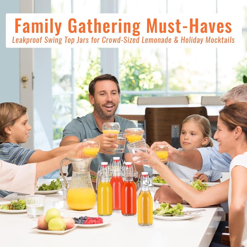 SZUAH Swing Top Glass Bottles 8 oz 8Pack, Reusable Glass Bottles with Airtight Lid, Flip Top Bottles for Home Brewing, Kombucha & Beverage Storage(240ml, Set of 8) - Image 4