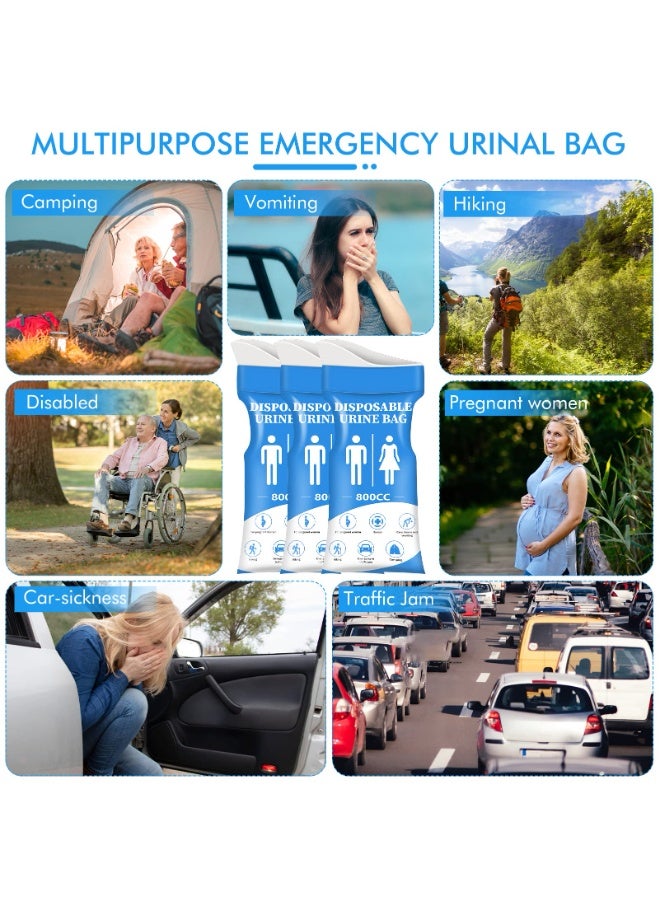 دوغي كيس بول disposable، 24 قطعة من أكياس البول للسفر للنساء والرجال، كيس بول طوارئ محمول سعة 800 مل وأكياس قيء، كيس بول للجنسين للتخييم، حالات الازدحام، الحوامل، المرضى، الأطفال - Image 3