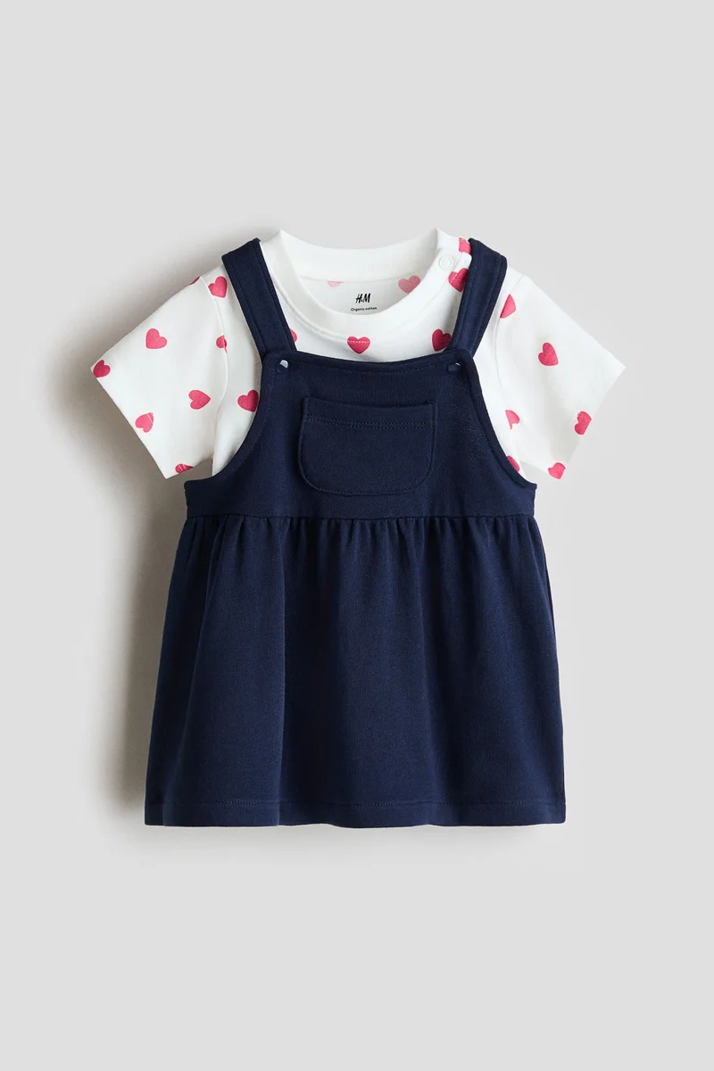 H&M 2-piece dungaree dress and top set