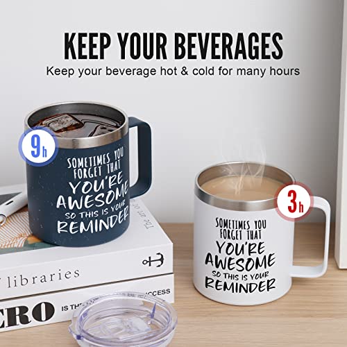 NOWWISH Inspirational Coffee Mug for Men, 14oz Vacuum Insulated Stainless Steel Cup, You Are Awesome Gift for Husband, Boyfriend, Dad - Navy Blue - Image 5
