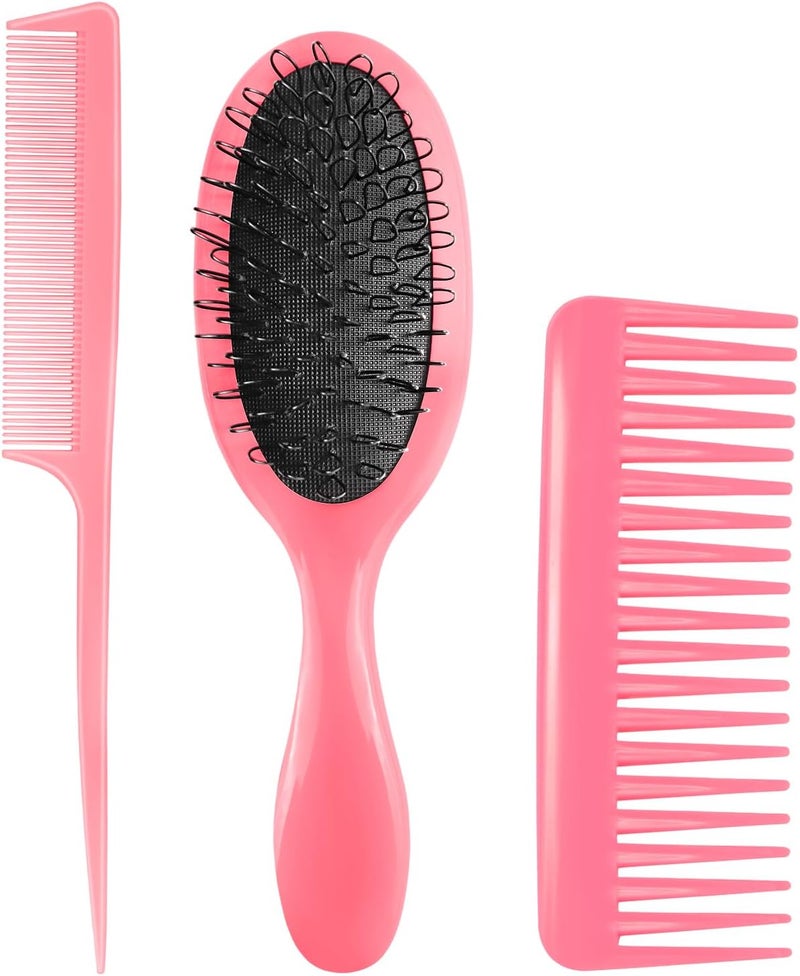 Start Makers Wig Brush Comb Set3 Pieces Hair Brush Set Includes Loop Wig Comb Wide Tooth Detangle Hair Brush Rat Tail Comb No More Tangle Hairbrush for Synthetic Hair