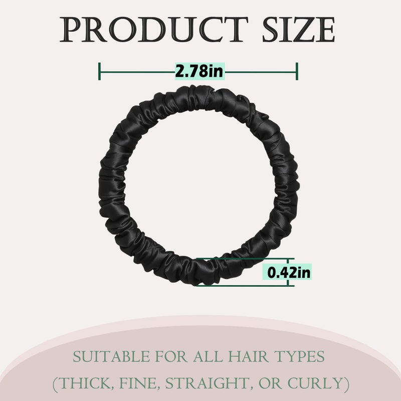 Feivea Silk Hair Ties 6Pcs, 22 Momme Pure 100% Mulberry Silk Scrunchies for Women, No Damage Silk Scrunchies for Hair, Black - Image 5