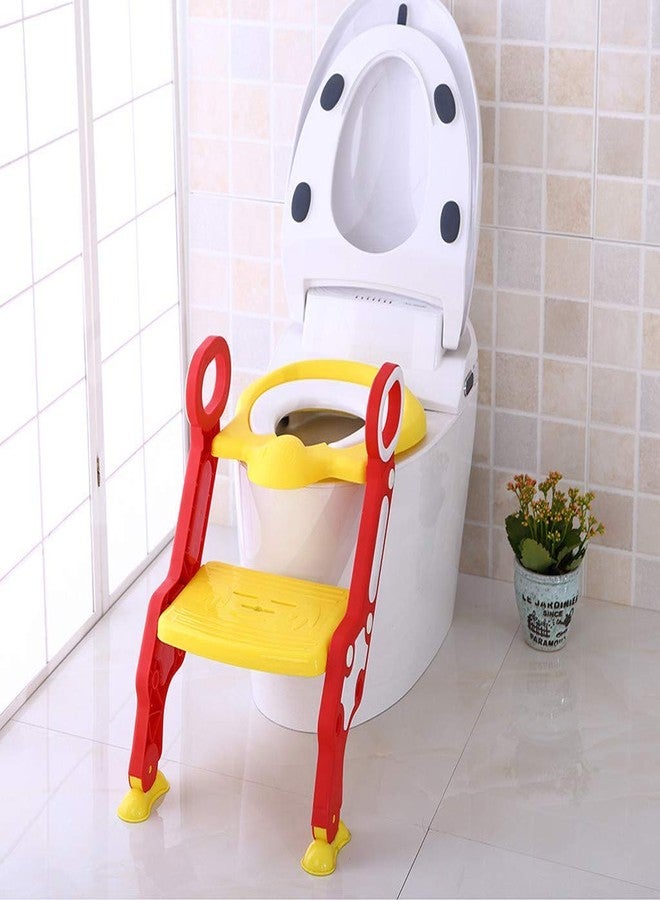 LAFILLETTE Present New Foldable Baby Potty Training Seat with Adjustable Ladder for Kids Infant Toilet Training Seat Step Stools(Red) - Image 1