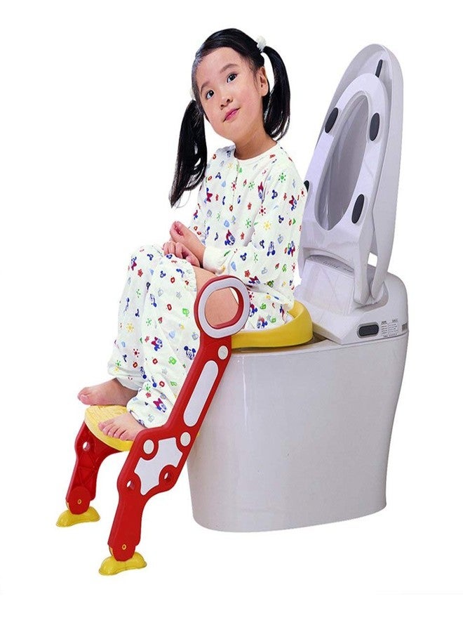 LAFILLETTE Present New Foldable Baby Potty Training Seat with Adjustable Ladder for Kids Infant Toilet Training Seat Step Stools(Red) - Image 3