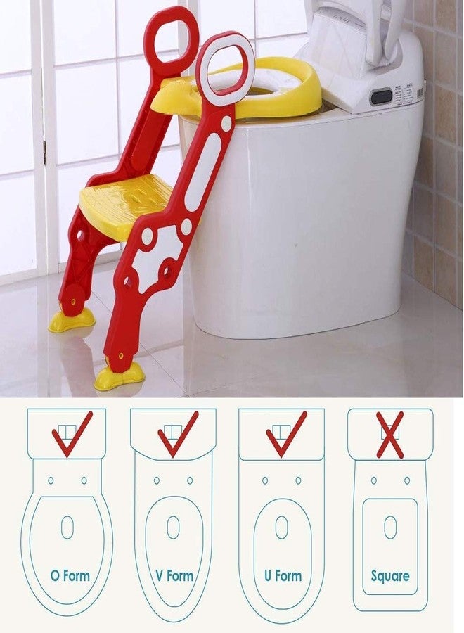 LAFILLETTE Present New Foldable Baby Potty Training Seat with Adjustable Ladder for Kids Infant Toilet Training Seat Step Stools(Red) - Image 5