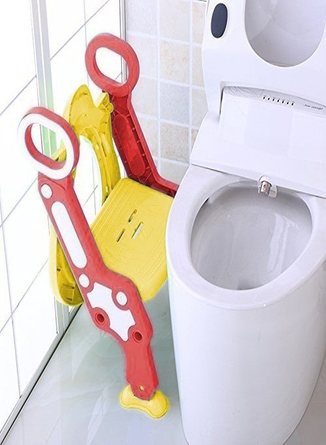 LAFILLETTE Present New Foldable Baby Potty Training Seat with Adjustable Ladder for Kids Infant Toilet Training Seat Step Stools(Red) - Image 2