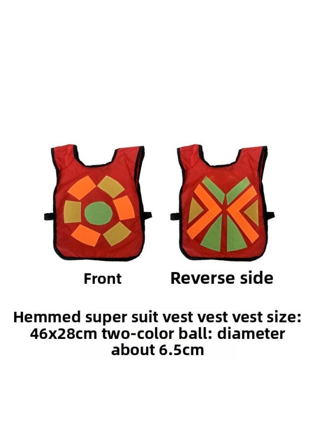 Children's Wrapping Sticky Jersey Super Battle Jacket Vest Kindergarten Parent-Child Interactive Play Throwing Sticky Target Avoidance Game-Color:Blue Super Shirt Vest With 2 Ball - Image 3