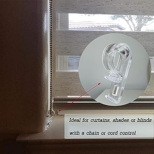 BOLWHAO Roller Shade Clear Saftey Chain and Cord Guide P Clip Fixation Hook for Bead Chain for Roller Blinds,Set of 8 (Screws Included) - Image 3