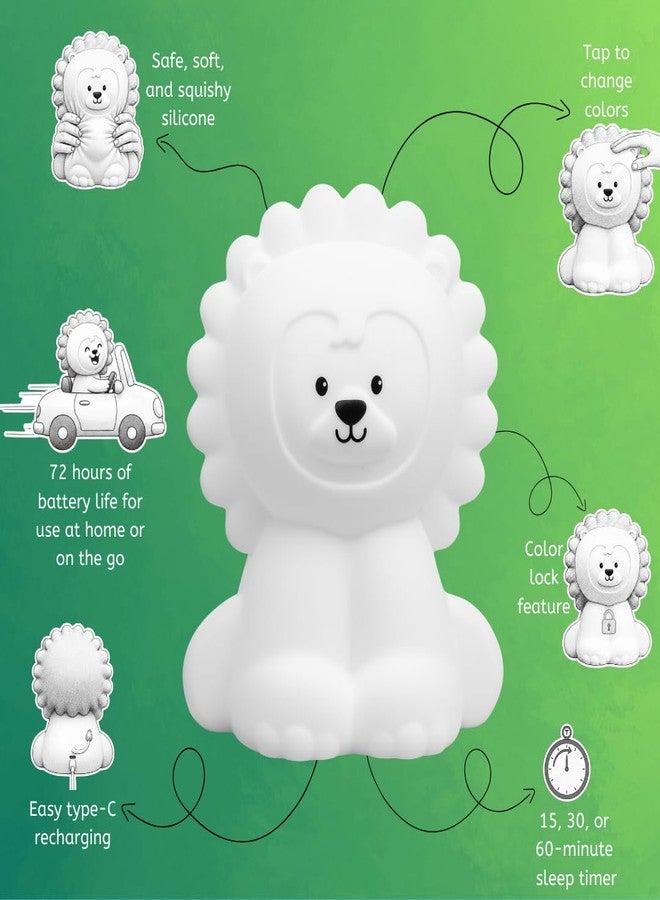 Lumipets Lion Night Light for Kids, Silicone Nursery Light for Baby Room and Toddler, Portable Night Light for Kids Room, Rechargeable Animal Lights for Girls and Boys, Kawaii Lamp - Image 3