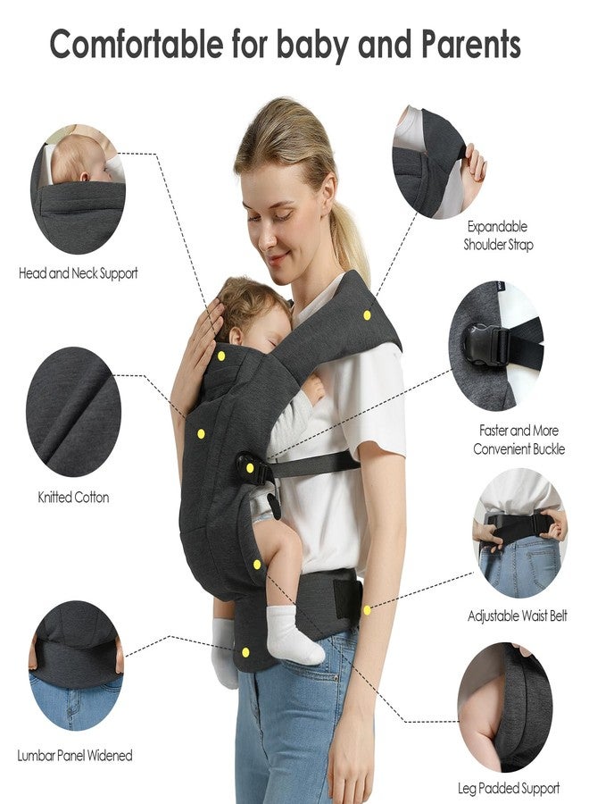 MISSWISDOM Baby Carrier Newborn to Toddler Baby Wraps Carriers(7-30lbs), Newborn Carrier with Head Support, Infant Holder Carrier with Enhanced Lumbar Support, Dark Grey - Image 5