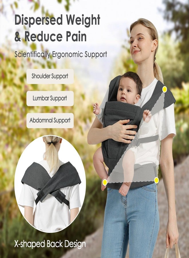 MISSWISDOM Baby Carrier Newborn to Toddler Baby Wraps Carriers(7-30lbs), Newborn Carrier with Head Support, Infant Holder Carrier with Enhanced Lumbar Support, Dark Grey - Image 4