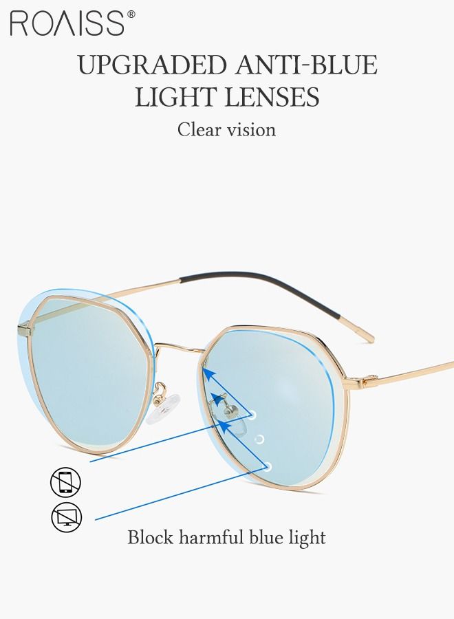 roaiss Blue Light Blocking Sunglasses Anti UV and Glare Blue Light Filter Computer Glasses Round Color Changing Anti Eyestrain Headache Eyewear for Men Women Gold - Image 4